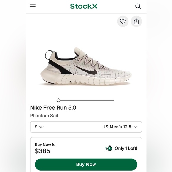 Nike Free Run 5.0 Phantom Sail - Size Men’s 6.5 - Picture 2 of 9